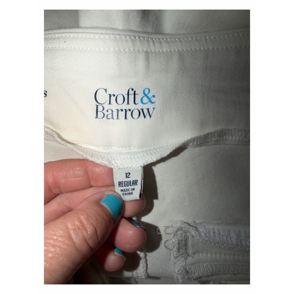 Croft & Barrow Effortless Stretch Pant White Straight Leg Pull On Trousers 12R - Picture 3 of 6